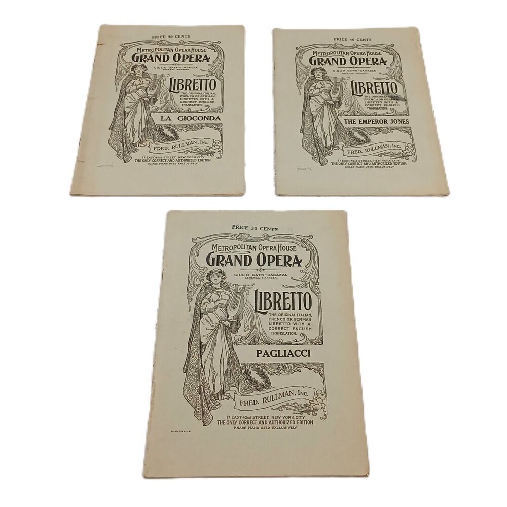 Lot of 3 The Met Grand Opera Libretto Pagliacci/La Gioconda/The Emperor Jones